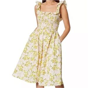 BCBGeneration Yellow Floral Midi Dress